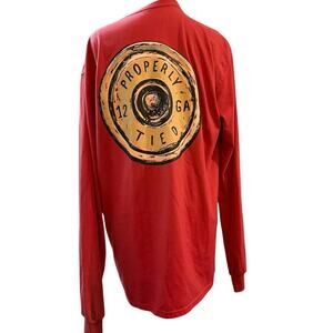 Properly Tied 12 Gauge Shotgun Shell Red Long Sleeve Pocket Tee, Men's Large